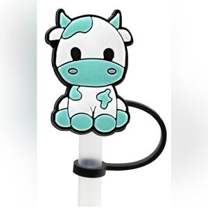 Turquoise Cow Straw Cover